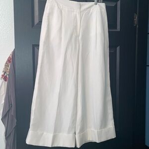 Size 8 white linen pants by Kate Spade wide ankle cuffed.  Front/back pockets